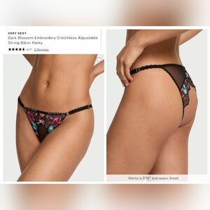 Victoria's secret Very Sexy Dark Blossom Embroidery Crotchless Bikini Panty